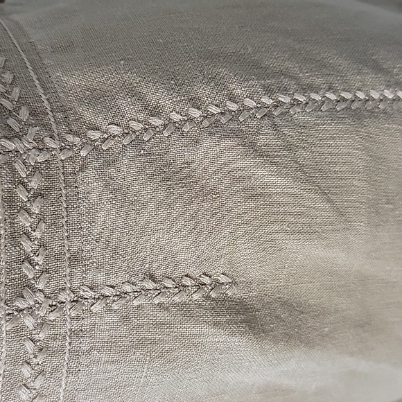 J.‎ JILL Taupe 100% Linen Embroidered Crochet Side Zip Boho Cottage Pencil Skirt - Picture 5 of 8